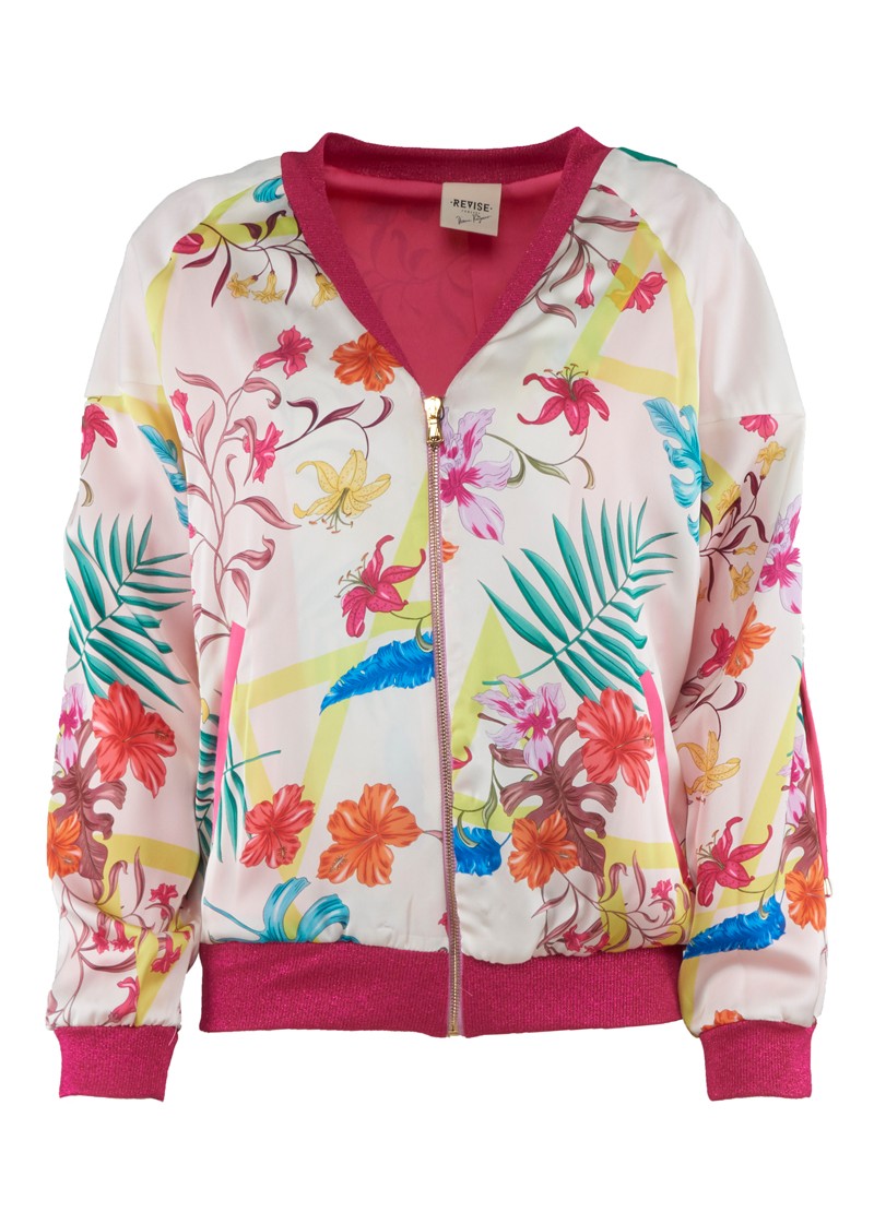 GORGLITTER Giacca Bomber Floreale Donna - Autunnale, Leggera Con Zip, Colletto Baseball E Manica Lunga, Taglie Forti (0XL-4XL)